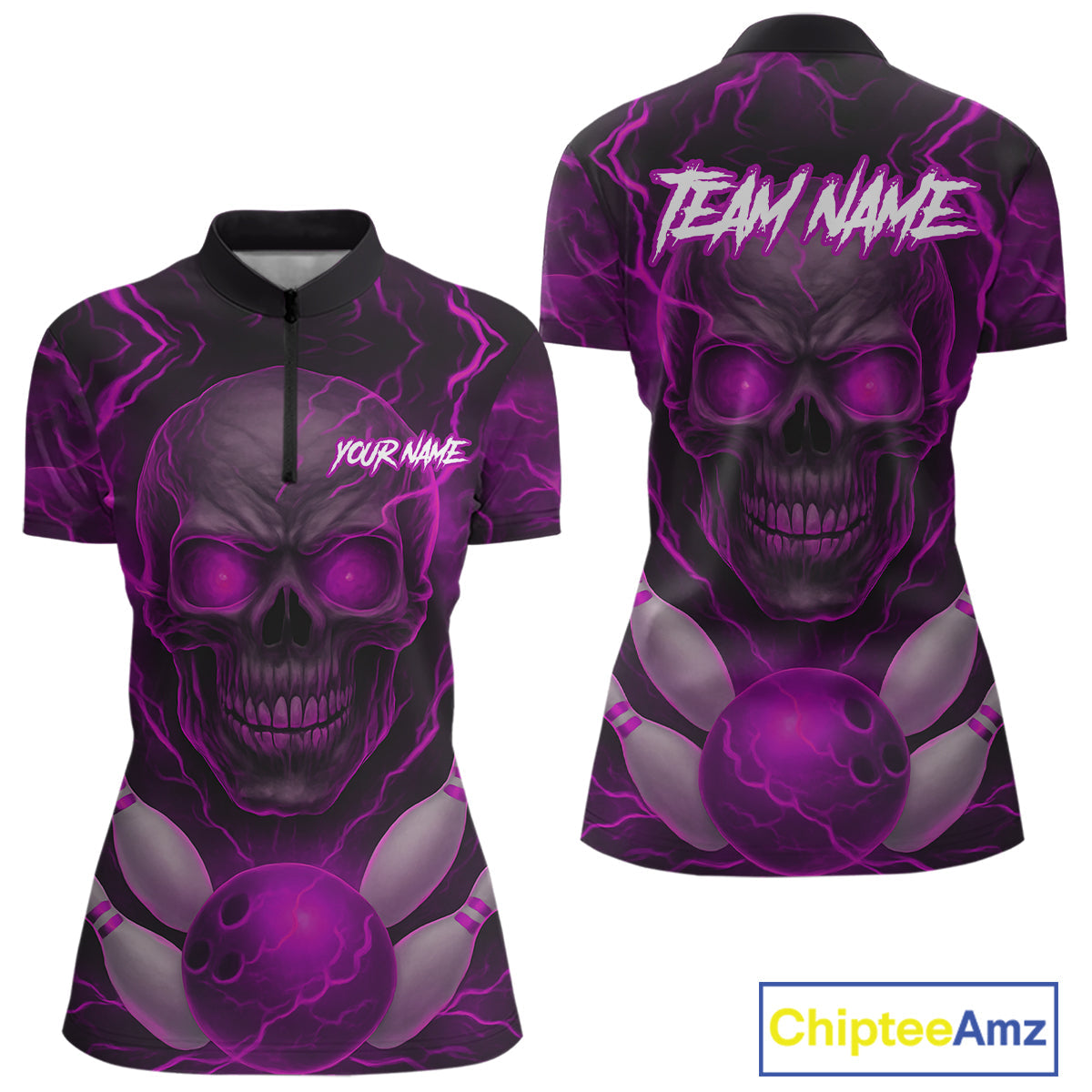 Pink Bowling Shirts for Team Custom Skull Bowling Jerseys for Couples