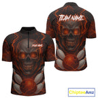 Orange Bowling Shirts for Team Custom Skull Bowling Jerseys for Couples