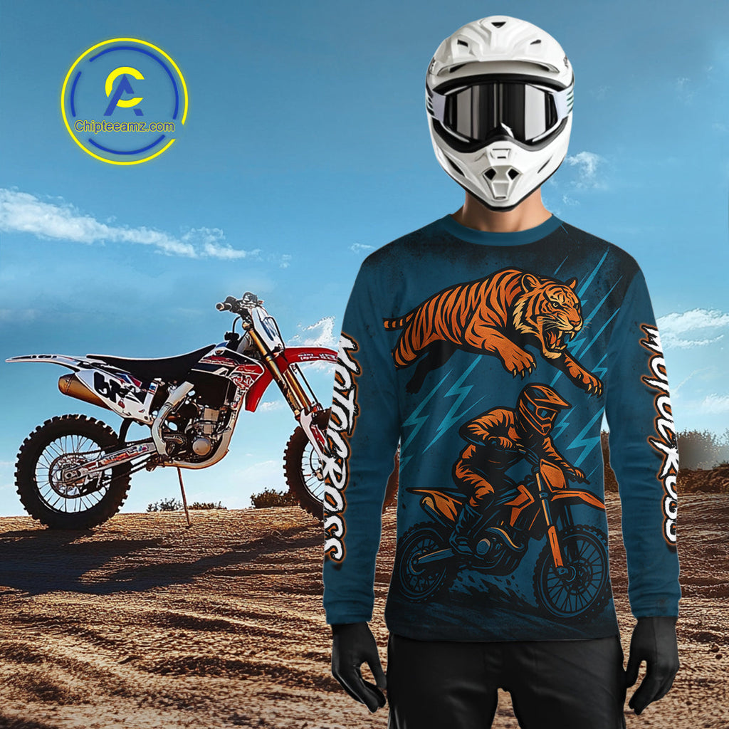 Tiger Motocross Jersey Custom Blue Dirt Bike Shirts Racing Jersey