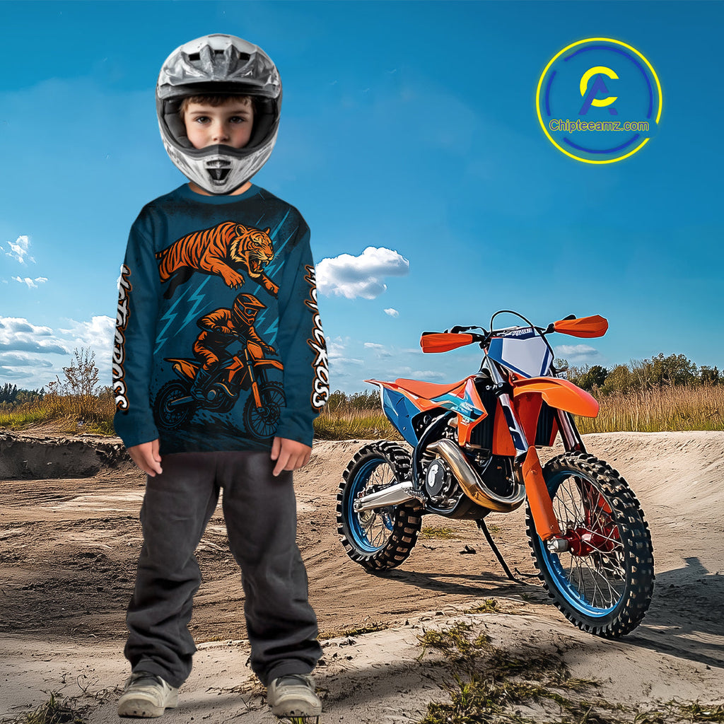 Tiger Motocross Jersey Custom Blue Dirt Bike Shirts Racing Jersey