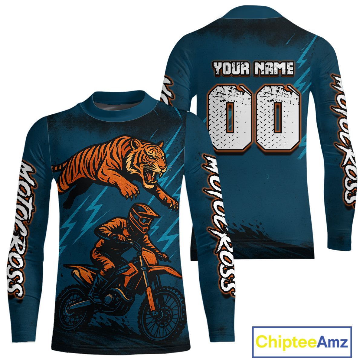 Tiger Motocross Jersey Custom Blue Dirt Bike Shirts Racing Jersey