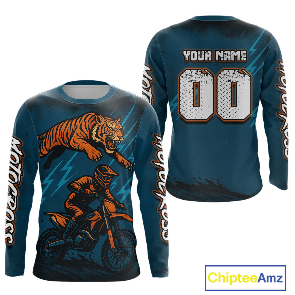 Tiger Motocross Jersey Custom Blue Dirt Bike Shirts Racing Jersey