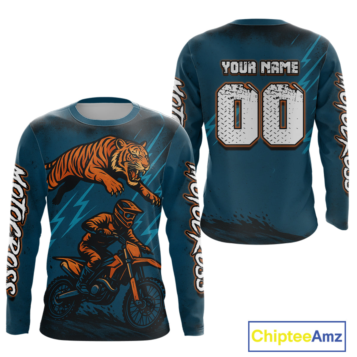 Tiger Motocross Jersey Custom Blue Dirt Bike Shirts Racing Jersey