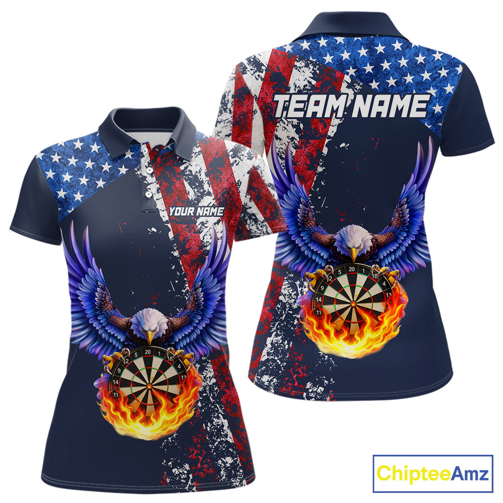 Custom US Flag Eagle Flame Darts Shirt Darts Team Jerseys Dartboard Shirt