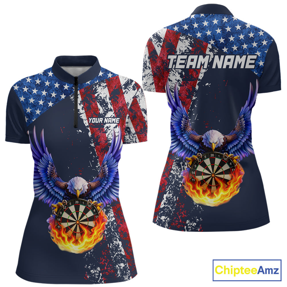 Custom US Flag Eagle Flame Darts Shirt Darts Team Jerseys Dartboard Shirt