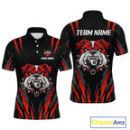 Custom Black Red Funny Bulldog 8 Ball Pool Billiard Team Shirts Billiard League