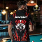 Custom Black Red Funny Bulldog 8 Ball Pool Billiard Team Shirts Billiard League