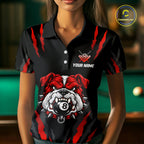 Custom Black Red Funny Bulldog 8 Ball Pool Billiard Team Shirts Billiard League