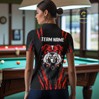 Custom Black Red Funny Bulldog 8 Ball Pool Billiard Team Shirts Billiard League