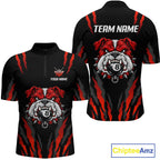 Custom Black Red Funny Bulldog 8 Ball Pool Billiard Team Shirts Billiard League