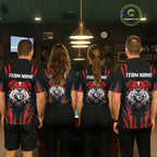 Custom Black Red Funny Bulldog 8 Ball Pool Billiard Team Shirts Billiard League