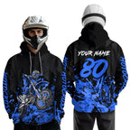 Custom Blue Dirt Bike Motorcycle Hoodie Motocross Jersey Hoodie