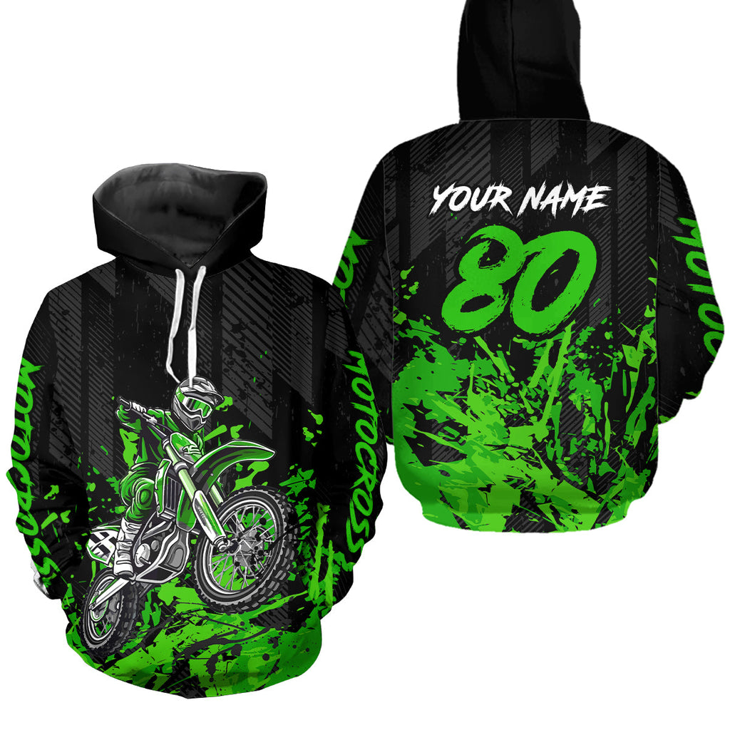 Custom Green Dirt Bike Motorcycle Hoodie Motocross Jersey Hoodie