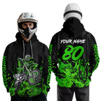 Custom Green Dirt Bike Motorcycle Hoodie Motocross Jersey Hoodie