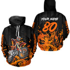 Custom Orange Dirt Bike Motorcycle Hoodie Motocross Jersey Hoodie