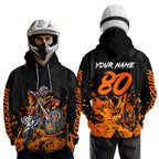 Custom Orange Dirt Bike Motorcycle Hoodie Motocross Jersey Hoodie