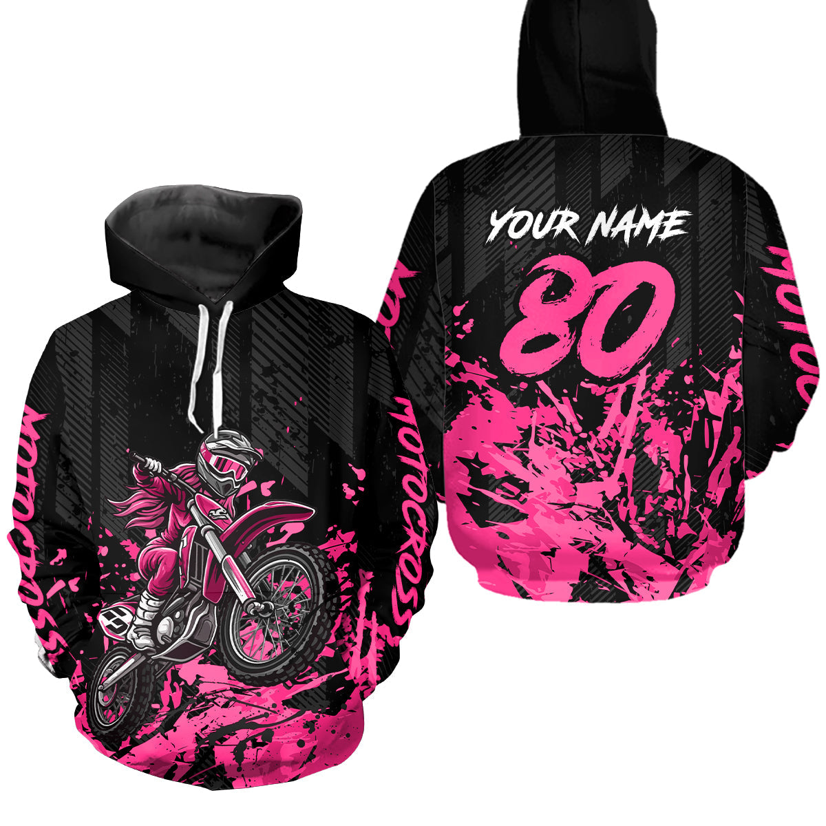 Custom Pink Dirt Bike Motorcycle Hoodie Motocross Jersey Hoodie