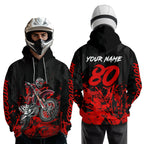 Custom Red Dirt Bike Motorcycle Hoodie Motocross Jersey Hoodie