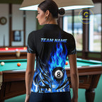Blue Flame Billiard 8 Ball Polo & Quarter Zip Shirts Custom Billiard Shirts For Team