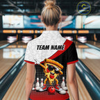Custom Funny Pizza Bowling Team Shirts Bowling Jersey Bowling League Polo & 1/4 Zip