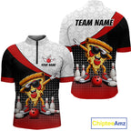Custom Funny Pizza Bowling Team Shirts Bowling Jersey Bowling League Polo & 1/4 Zip