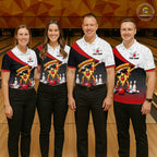 Custom Funny Pizza Bowling Team Shirts Bowling Jersey Bowling League Polo & 1/4 Zip