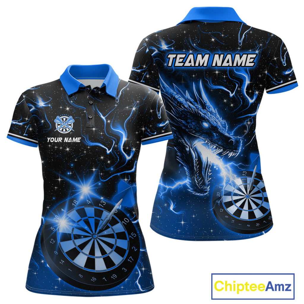 Custom Blue Galaxy Dragon Darts Shirt Darts Team Jerseys Dartboard Shirt