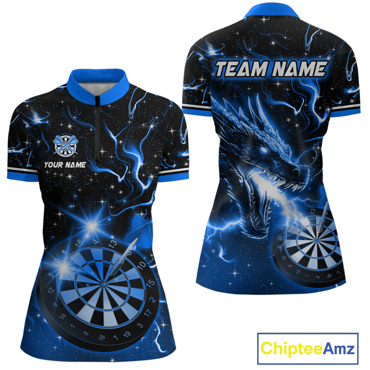 Custom Blue Galaxy Dragon Darts Shirt Darts Team Jerseys Dartboard Shirt
