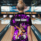 Custom Purple Funny Deer Bowling Team Jerseys Bowling Shirts Polo & 1/4 Zipper