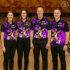 Custom Purple Funny Deer Bowling Team Jerseys Bowling Shirts Polo & 1/4 Zipper