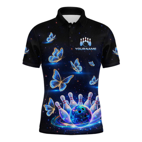 Custom Galaxy Butterflies Bowling Jersey Bowling Tournament Polo & 1/4 Zip Bowling Team Shirts