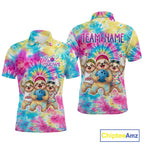 Custom Funny Sloth Bowling Jersey Tropical Tie-Dye Bowling Team Shirts Bowling League