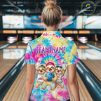 Custom Funny Sloth Bowling Jersey Tropical Tie-Dye Bowling Team Shirts Bowling League