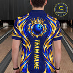 Custom Blue And Gold Crown Bowling Shirts, Bowling Team Jersey Bowling Tournament