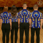 Custom Blue And Gold Crown Bowling Shirts, Bowling Team Jersey Bowling Tournament