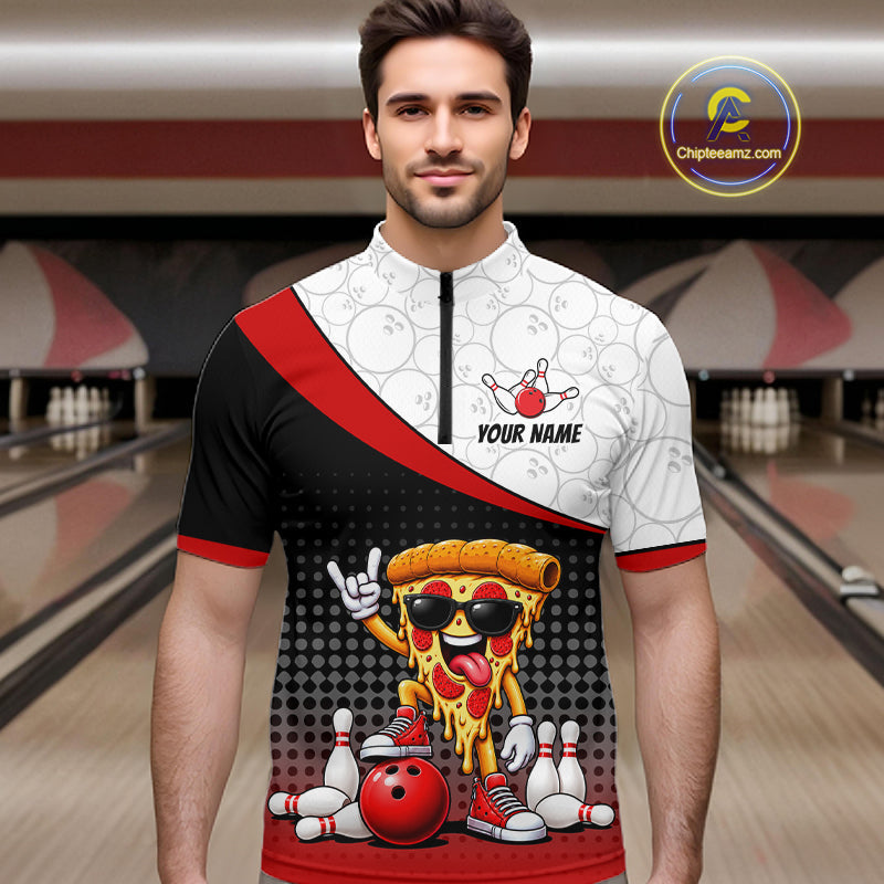 Funny Pizza Bowling Shirts, Custom Bowling Team Jersey Bowling Tournament Bowler