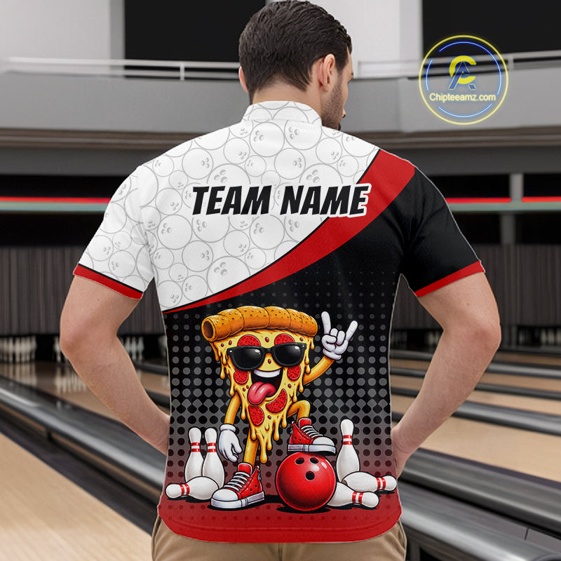 Funny Pizza Bowling Shirts, Custom Bowling Team Jersey Bowling Tournament Bowler