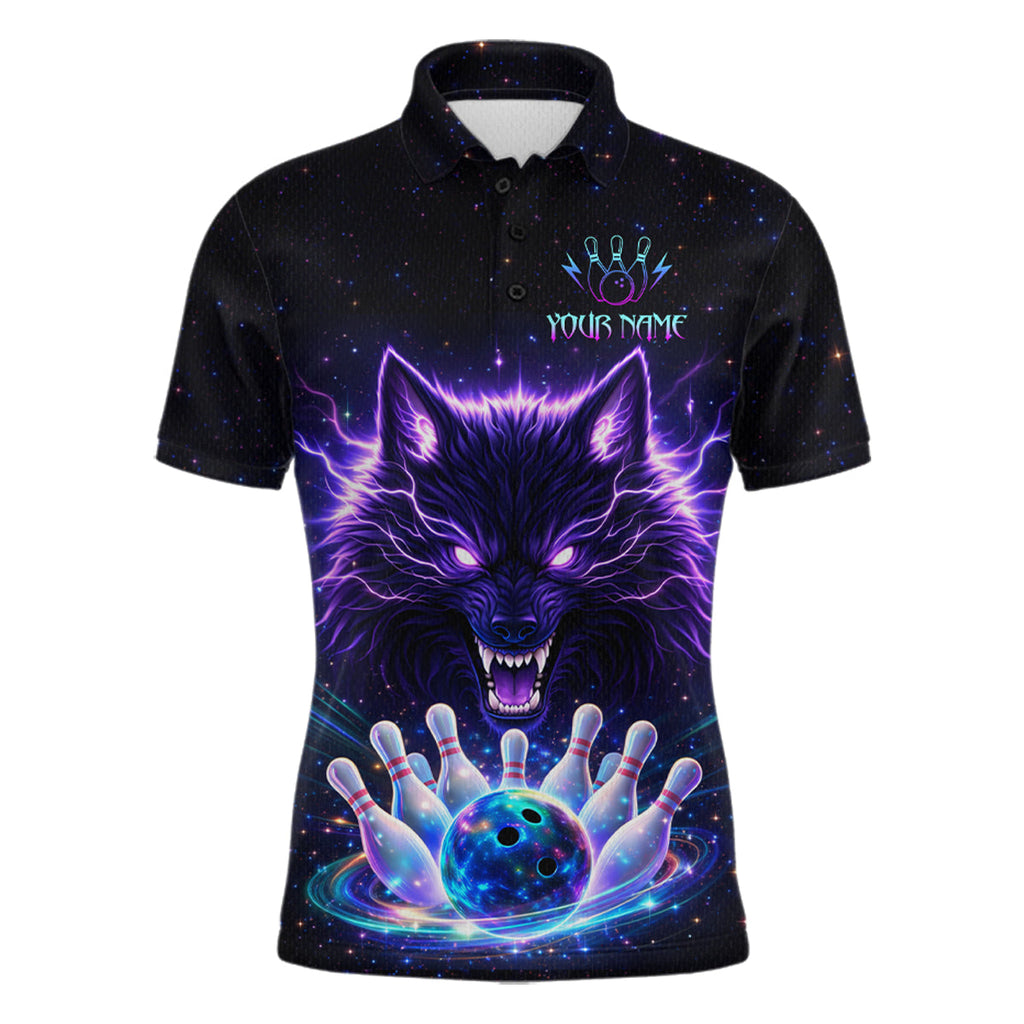 Custom Galaxy Wolf Bowling Jersey Bowling Tournament Polo & 1/4 Zip Bowling Team Shirts