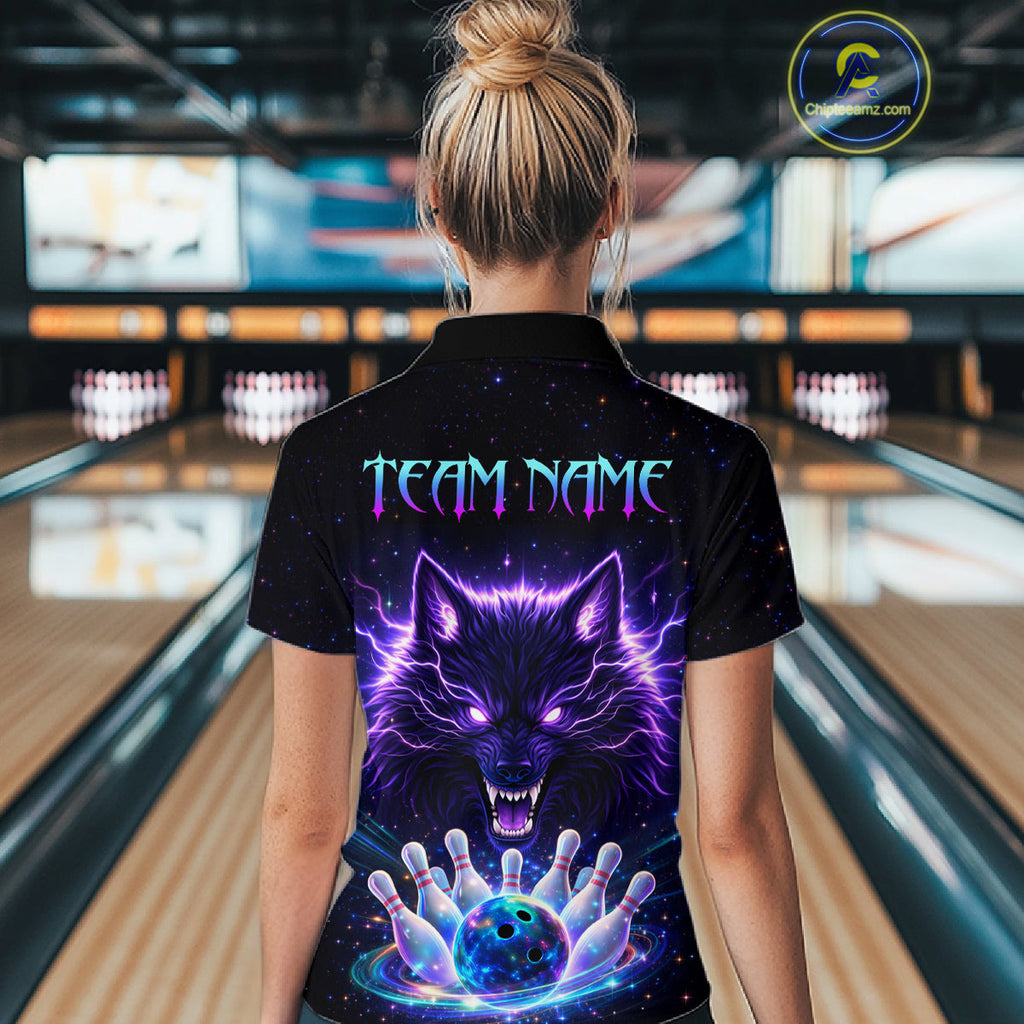 Custom Galaxy Wolf Bowling Jersey Bowling Tournament Polo & 1/4 Zip Bowling Team Shirts