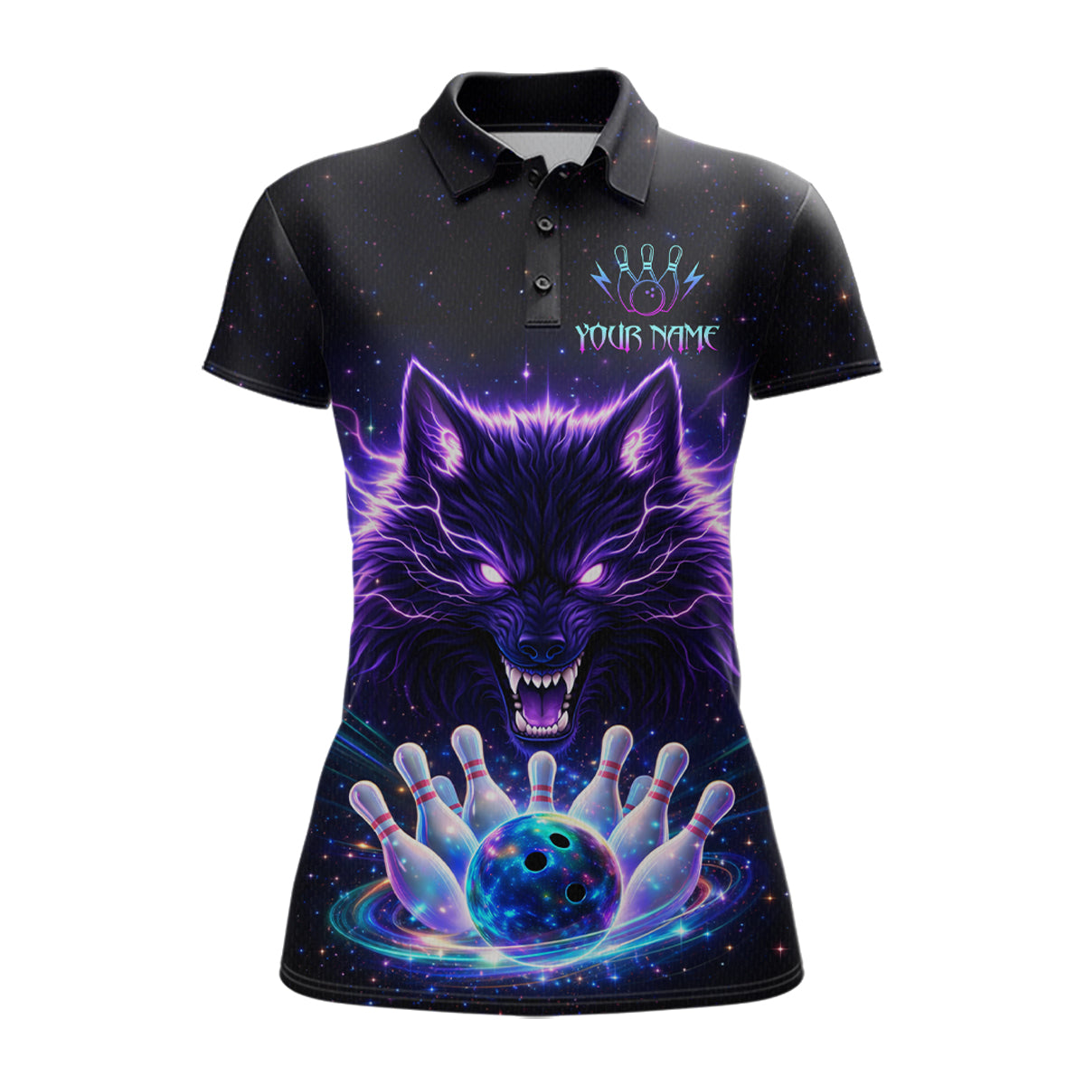 Custom Galaxy Wolf Bowling Jersey Bowling Tournament Polo & 1/4 Zip Bowling Team Shirts