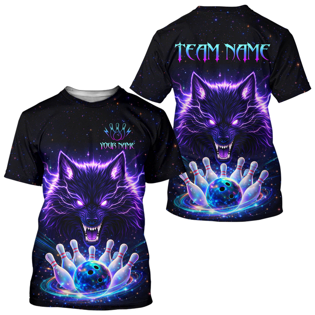 Custom Galaxy Wolf Bowling Shirts Bowling Tournament Bowling Team Shirts