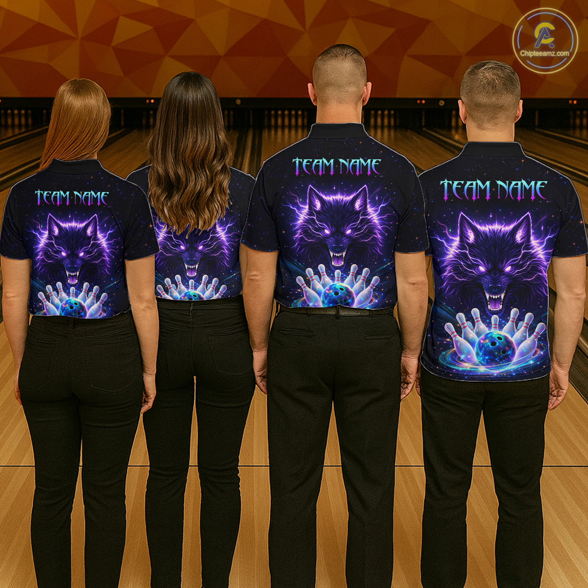 Custom Galaxy Wolf Bowling Jersey Bowling Tournament Polo & 1/4 Zip Bowling Team Shirts