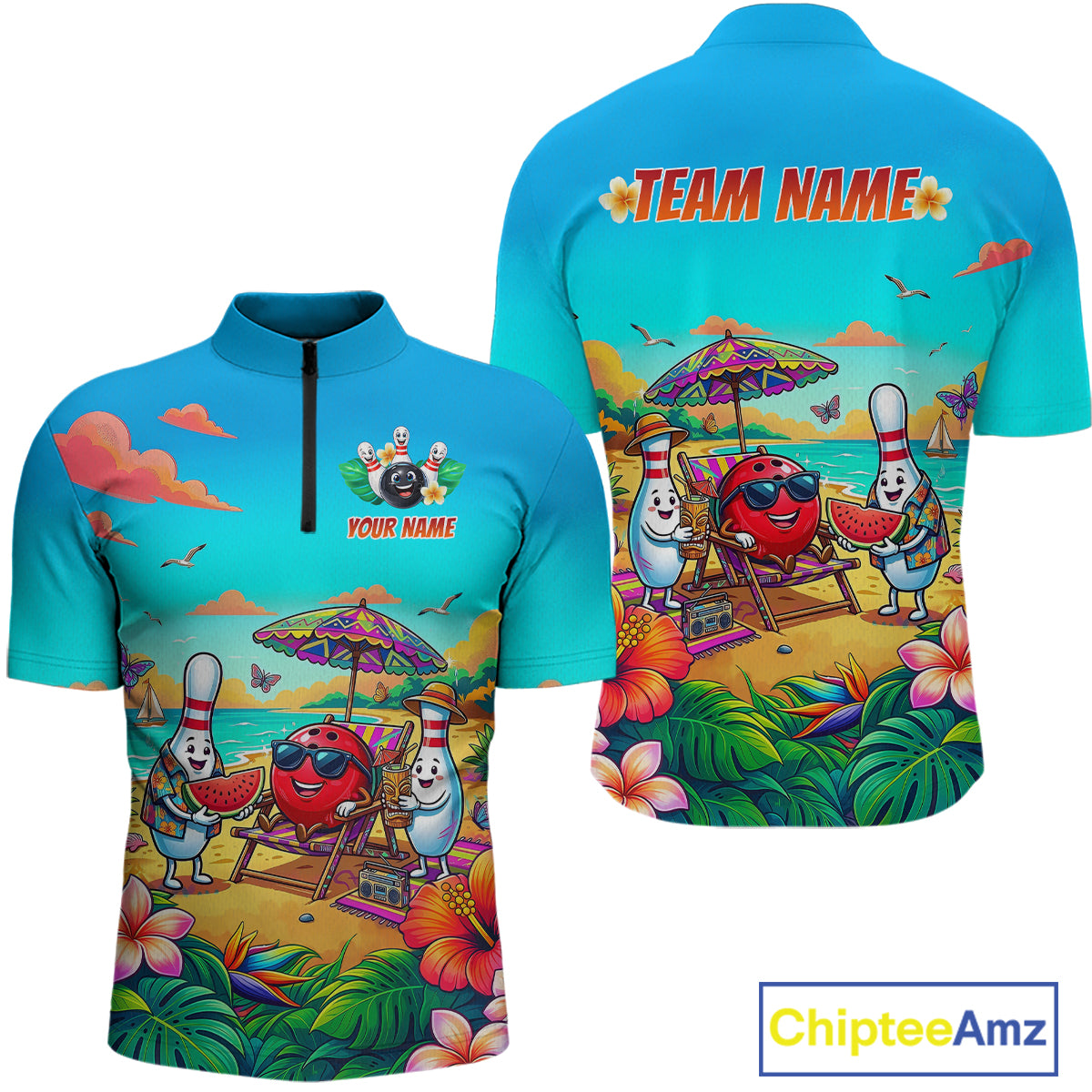 Custom Summer Bowling Jersey Unisex Bowling Shirts for Team Polo & 1/4 Zip