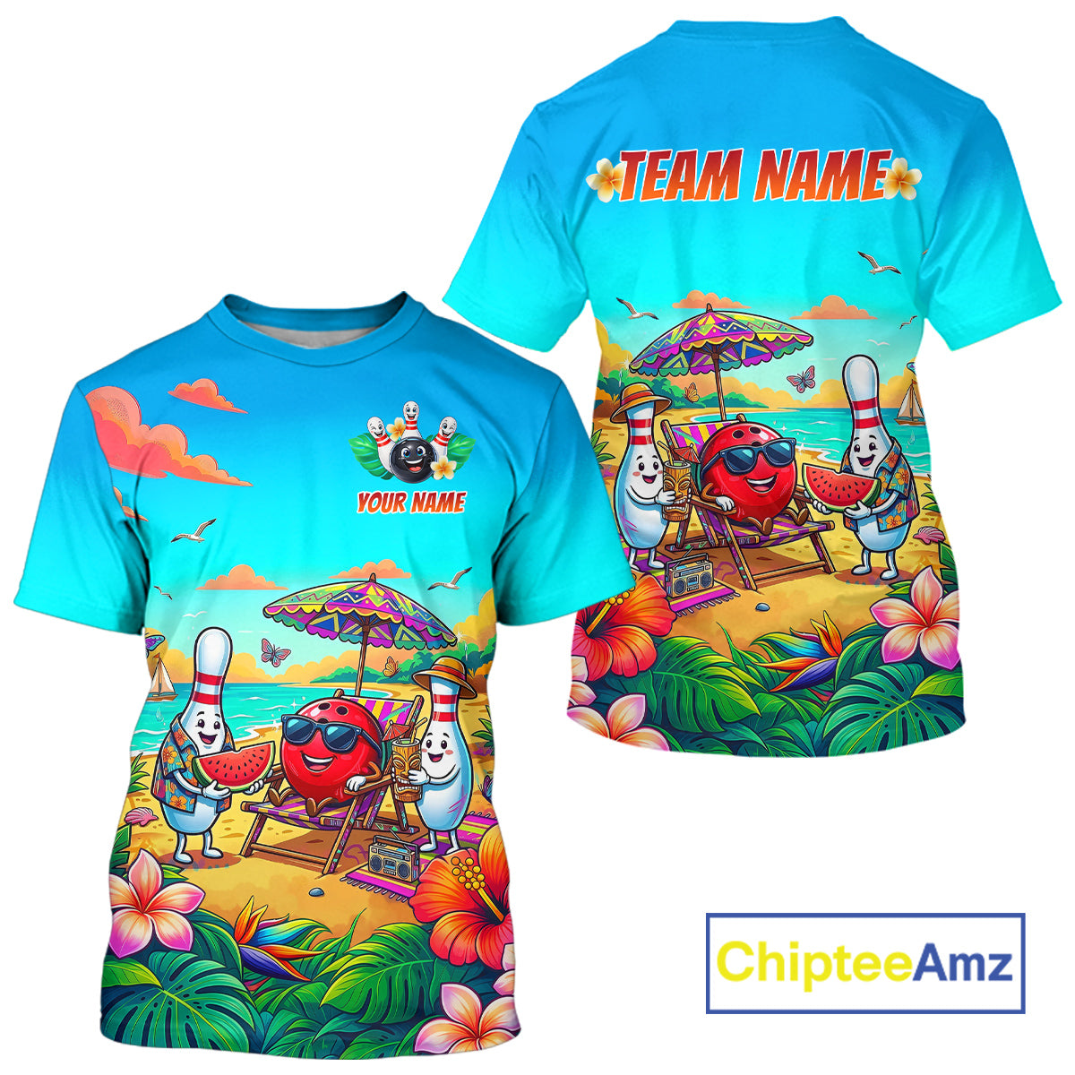 Custom Funny Summer Bowling Jersey Bowling Shirts for Team Bowling League