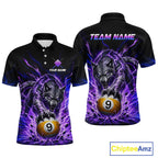 Custom Purple Thunder Wolf 9 Ball Billiard Shirts Billiard Team Polo & 1/4 Zip