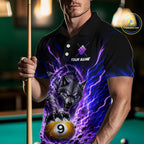 Custom Purple Thunder Wolf 9 Ball Billiard Shirts Billiard Team Polo & 1/4 Zip