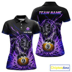 Custom Purple Thunder Wolf 9 Ball Billiard Shirts Billiard Team Polo & 1/4 Zip