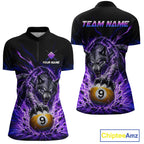 Custom Purple Thunder Wolf 9 Ball Billiard Shirts Billiard Team Polo & 1/4 Zip