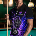Purple Thunder Wolf 8 Ball Custom Billiard Shirts Billiard Team Polo & 1/4 Zip
