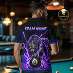 Purple Thunder Wolf 8 Ball Custom Billiard Shirts Billiard Team Polo & 1/4 Zip